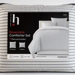 Home Expressions King Reversible Comforter Set 3PC Heathered Striped Bedding New. Fixed Price $126.00.