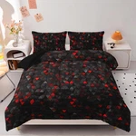 Geometric Red Black Comforter Set,triangle Honeycomb 3 Pcs Bedding Queen .... Fixed Price $54.42.