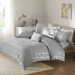 Intelligent Design Raina King Comforter Set Grey Metallic Geometric Bedding. Fixed Price $93.19.