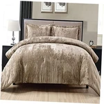 Fredsure Crinkle Velvet Comforter Set, 3 Pieces Face King Khaki. Fixed Price $116.75.