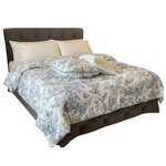 Vintage Custom Toile Comforter Set Blue White Cotton Queen King 102X82 4PC. Fixed Price $149.99.