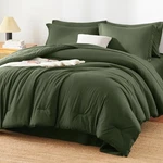 Himeet Queen Comforter Set 7 Piece Bed In Bag Olive Green Sheets. Fixed Price $89.99.