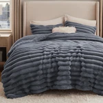 Bedsure Faux Fur King Comforter Set Grey Fluffy, Ultra-soft Plush Bedding. Fixed Price $158.08.