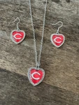 The Cincinnati Red Dangle Earrings & Necklace Set Mlb Baseball Fan Jewelry. Fixed Price $9.95.