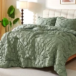 Cmfshape Green Queen SET7 Pieces Pintuck Comfortersfloral Ruched. Fixed Price $110.48.