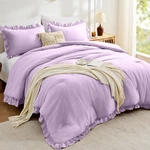 Fuanna King Size Comforter Lavender, 3 Pieces Ruffle Bedding Set, Fluff. Fixed Price $55.85.