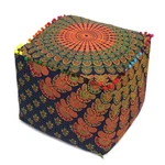 Indian Ottoman 22" Inch Multicolor Square Mandala Pouf Cover. Fixed Price $32.36.