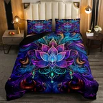 Boho Lotus King Size Comforter Set - Soft Blue Ombre Bedding 3PCS. Fixed Price $150.99.