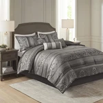 Madision Park Bellagio 7-PIECE King Comforter Set Luxurious Grey Damask Design. Fixed Price $184.99.