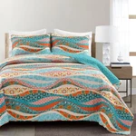 Hailey Watercolor Wave Reversible Cotton Quilt 3 Piece Set. Fixed Price $142.99.