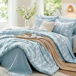 Mineral Blue Bed Bag King 7 Pieces, Comforter Set Reversible Botanical. Fixed Price $89.99.
