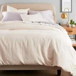 Nestwell Washed Linen Cotton 3-PIECE Full/queen Duvet Cover Set Blush. Fixed Price $80.70.