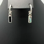 Sterling Silver Geometric Bar Earrings Two Tone Reversible Chic Black Abalone. Fixed Price $29.99.