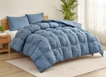 Casual Living Comforter Set Blue Pillow Shams 3-PIECE Zuri Mega Puff Reversible. Fixed Price $99.95.