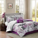 Madison Park Essentials Claremont Comforter Set King, (104"X92"), Floral Purple. Fixed Price $99.00.