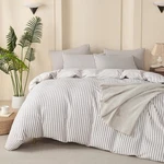 Comforter Queen Set Striped Grey 100% Soft Washed Microfiber Jacquard 3 Piece.... Fixed Price $71.43.