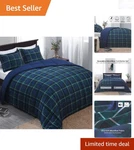 Queen Buffalo Plaid Comforter Set Navy & Green, All-season Soft Microfiber .... Fixed Price $61.02.