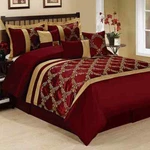 Hig 7PC Comforter Set Bed In Bag Taffeta Fabric Embroidered Room Decor. Fixed Price $75.99.