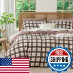 Bupird Queen Comforter Set Plaid 3 Pieces Soft Cute Bedding Light Check Geometri. Fixed Price $77.11.