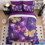 Jameswish 7 Piece Butterflies Comforter Set Twin Size 3D Gold Violet. Fixed Price $77.60.