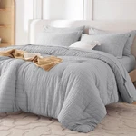 Muxhomo Queen Comforter Set 7 Pieces Seersucker Light Grey Bedding. Fixed Price $89.99.