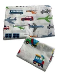Pottery Barn Twin Flat Sheet + New Wildkin Pillowcase-planes, Trucks, Buses. Fixed Price $15.00.