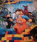 The Lego Movie Emmet & Friends Twin Comforter 62" X 82". Fixed Price $29.95.