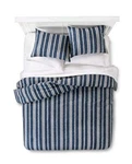 Industrial Shop Edison Stripe 3 Piece King Comforter Set, Navy. Fixed Price $55.00.