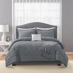 Mainstays 5-PIECE Grey Cross Stitch Comforter Set, Full/queen. Fixed Price $42.00.