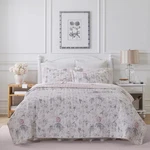 Laura Ashley - Twin Quilt Set Reversible Cotton Bedding Matching Sham. Fixed Price $81.58.