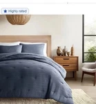 Ienjoy Home Waffle Textured 3-PIECE Full/queen Comforter Set Navy. Fixed Price $43.50.