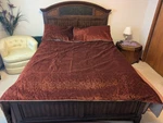 (king) Burgundy Brocade Paisley Duvet & 2 Sham Set Usa-made Vintage Chf Red Gold. Fixed Price $149.99.