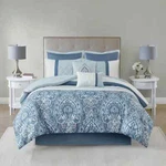 New! Modern Chic Grey Navy Aqua Beach Blue White Contemporary Comforter Set. Fixed Price $168.32.