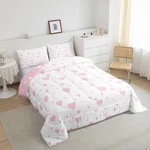 Hearts Bedding Set Twin, Cute Love Comforter Boys Girls Pink And Whit. Fixed Price $82.99.