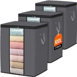 3 Pack 100L Clothes Storage, Foldable Thick Fabric Blanket Bags, Cont. Fixed Price $20.56.
