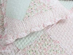 Romantic Chic 100% Cotton Quilt Set : Cozy Pink Green Patch Shabby Rufffle. Fixed Price $104.45.