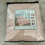 Geneva Home Fashion 9-PIECE Solid Pink Reversible Quilt Set Queen Gray Sheets. Fixed Price $44.99.