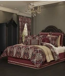 J Queen New York Sovana 4 Piece Oversized Comforter Set Red Navy Gold Nwt. Fixed Price $245.00.