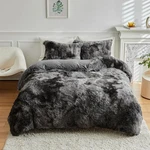 Wajade Faux Fur Plush Tie Dye Dark Grey White Comforter Set Fluffy Fuzzy Shaggy. Fixed Price $109.07.