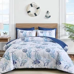 Coastal King Size COMFORTER,7 Pieces Beach Nautical Themed Bag Bedding. Fixed Price $89.99.