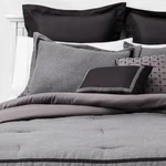 Threshold 8-PIECE Herringbone Comforter Set Two-toned Pillows, Gray/black, King. Fixed Price $43.99.