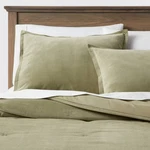 Full/queen Cotton Velvet Comforter & Sham Set Green - Threshold. Fixed Price $39.99.