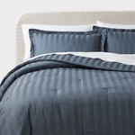 Threshold Cotton Sateen Comforter Set Striped 300 Thread Count, Blue, Full/queen. Fixed Price $31.99.