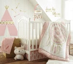 Levtex Baby Little Feather Coral 6-PC Crib Bedding Set Include Mobile *new*. Fixed Price $179.99.