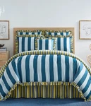 Studio Lola Reversible Full/queen Mini Comforter Set 4 Pc Blue Stripe $259 Nwt. Fixed Price $89.95.