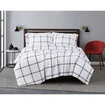 Full/queen 3PC Printed Windowpane Comforter Set Charcoal Gray/white - Truly. Fixed Price $23.79.