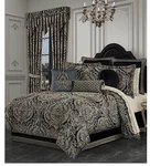 Nip J. Queen New York Cascade Glacier Black Woven Damask Comforter Set 6PC. Fixed Price $263.19.