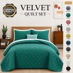 Elegant Velvet Bedspread Set Reversible Quilted Plush Bedding Coverlet Comforter. Fixed Price $31.99.