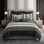 Stratford Park Bedding Striped Pintuck 8-PIECE Comforter Set Black/gray King. Fixed Price $161.33.