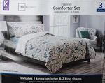 Mainstays Flannel To Sherpa 3-PIECE Comforter Set Green Floral King Size New. Fixed Price $84.95.